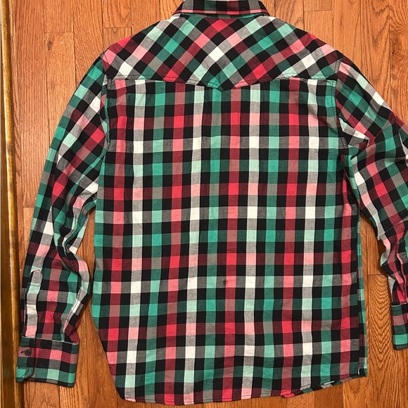 Eighty Eight Men's Plaid Shirt - Red, Green, Black - Picture 2 of 3